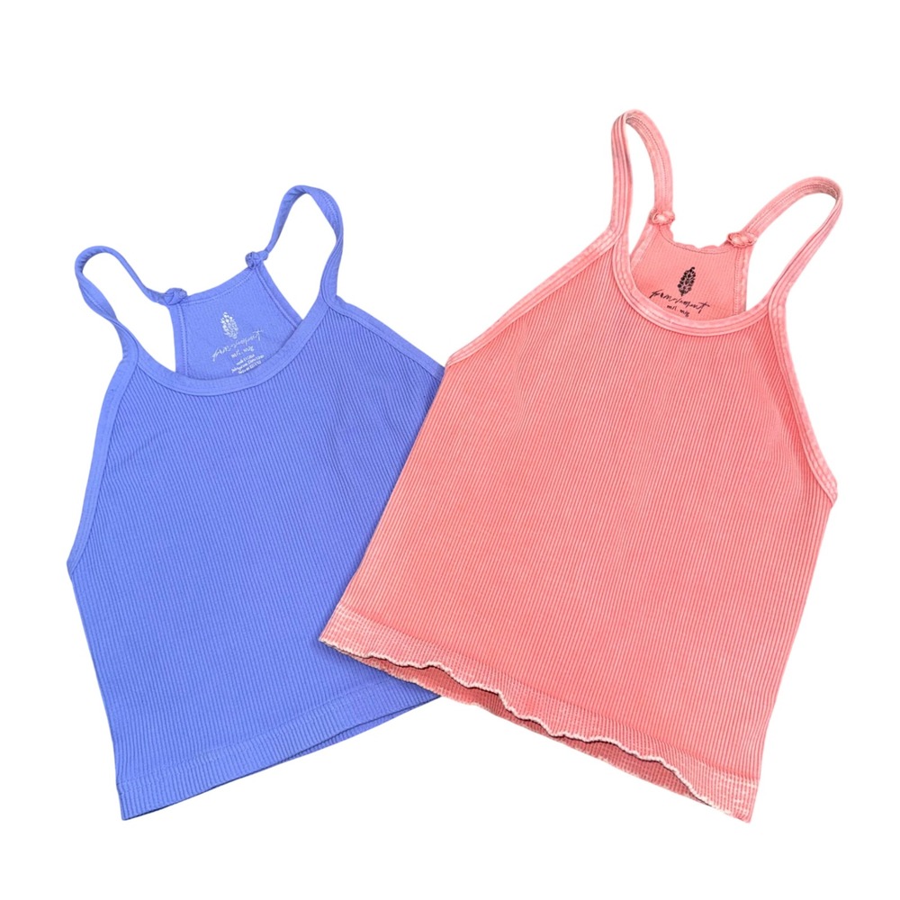 Free People Movement Happiness Runs Tank Women M/L Purple Pink Excellent Ribbed